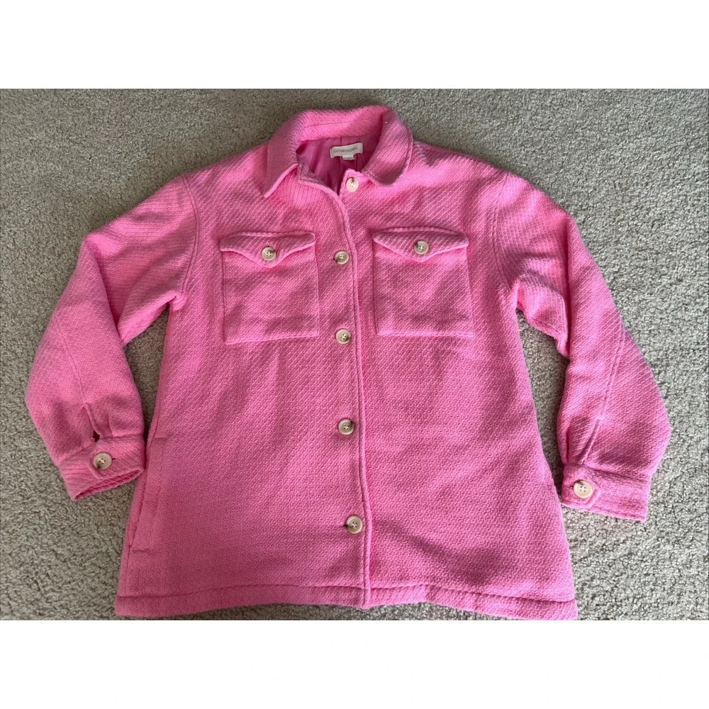 Outerknown Cloud Weave Shirt Jacket Womens Medium Pink Cotton Shacket